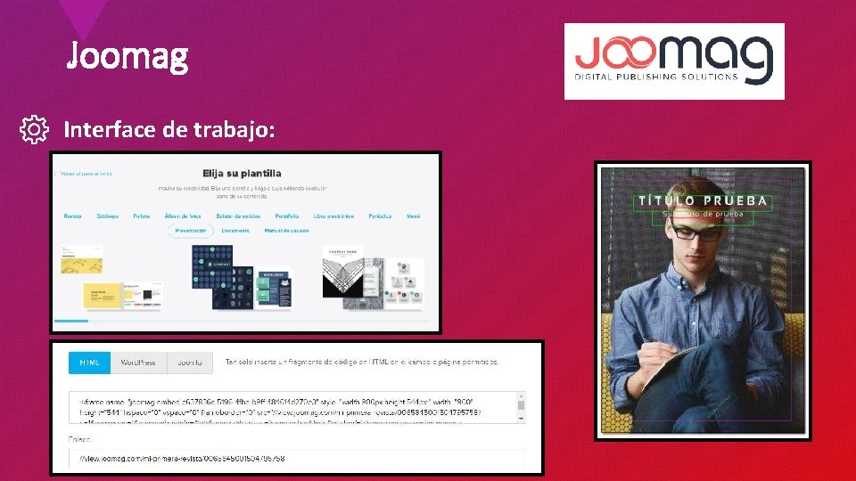 Joomag Interface de trabajo: 