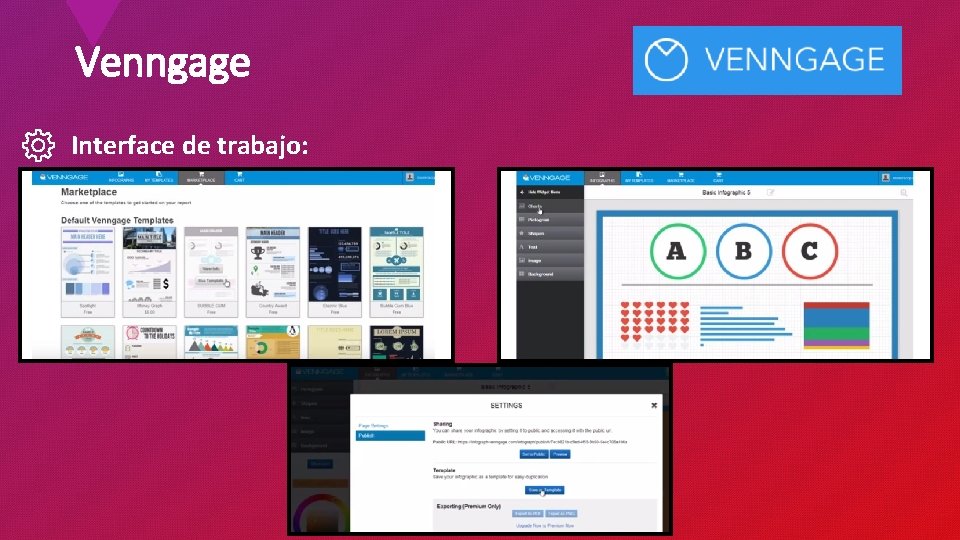 Venngage Interface de trabajo: 