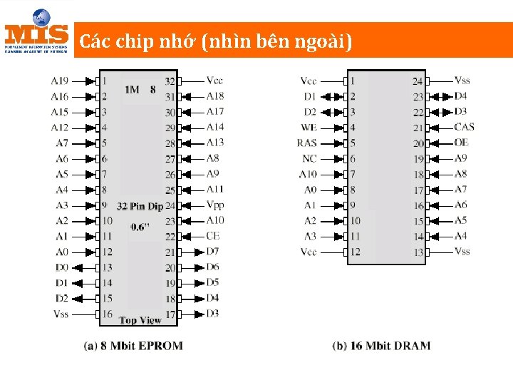 Các chip nhớ (nhìn bên ngoài) 