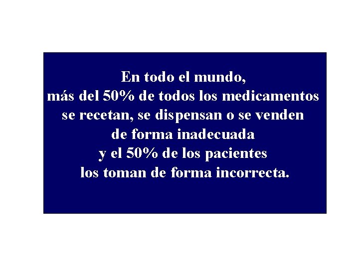 En todo el mundo, más del 50% de todos los medicamentos se recetan, se