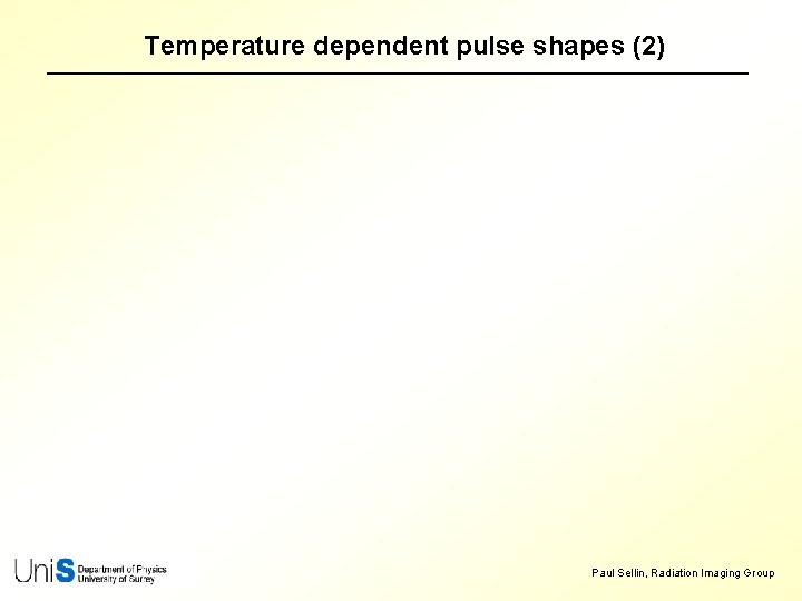 Temperature dependent pulse shapes (2) Paul Sellin, Radiation Imaging Group 