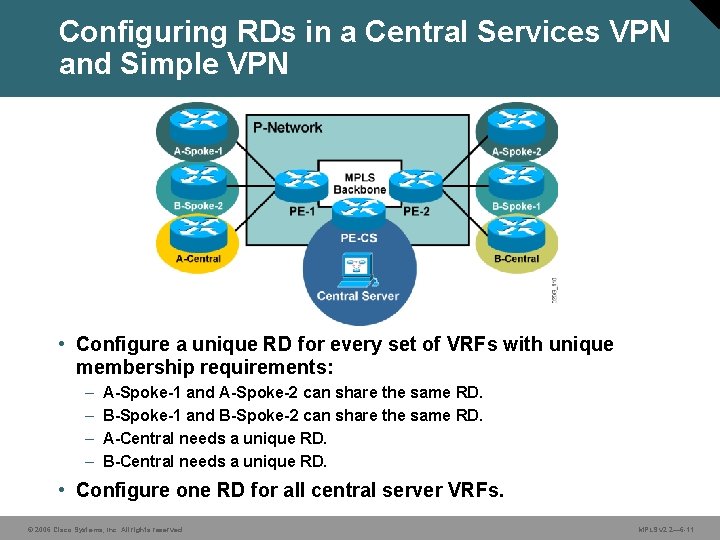Configuring RDs in a Central Services VPN and Simple VPN • Configure a unique