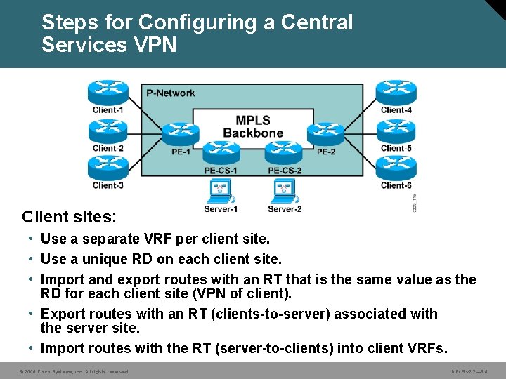 Steps for Configuring a Central Services VPN Client sites: • Use a separate VRF