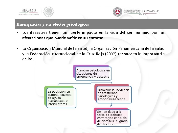 Emergencias y sus efectos psicológicos • Los desastres tienen un fuerte impacto en la