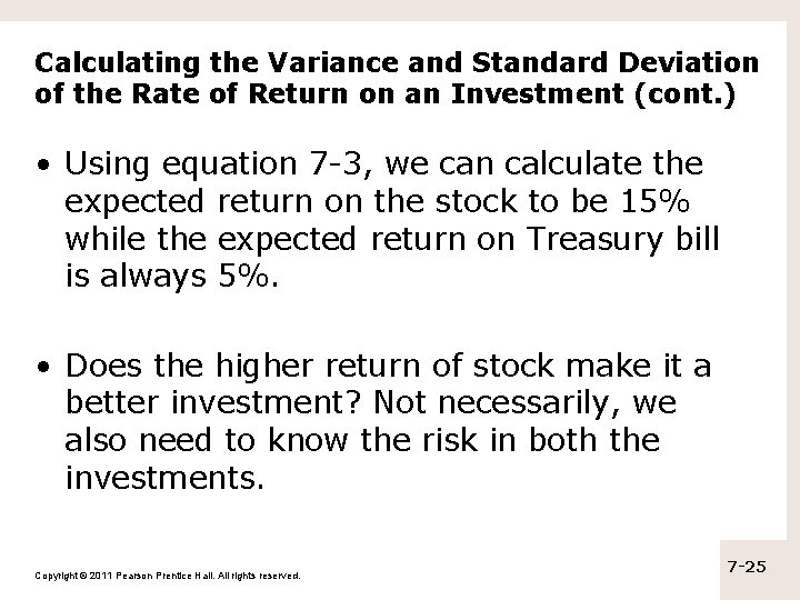 Calculating the Variance and Standard Deviation of the Rate of Return on an Investment