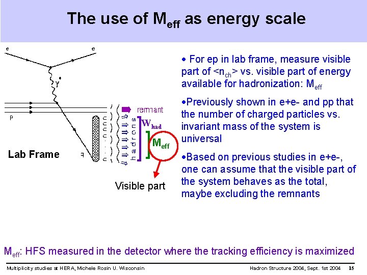 The use of Meff as energy scale · For ep in lab frame, measure