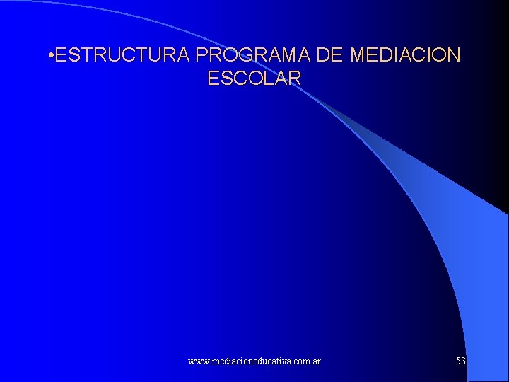  • ESTRUCTURA PROGRAMA DE MEDIACION ESCOLAR www. mediacioneducativa. com. ar 53 