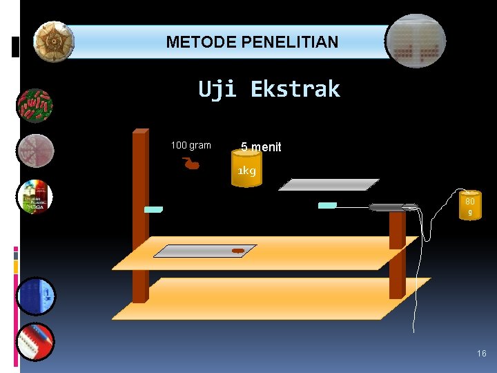  METODE PENELITIAN Uji Ekstrak 100 gram 5 menit 1 kg 80 g 16