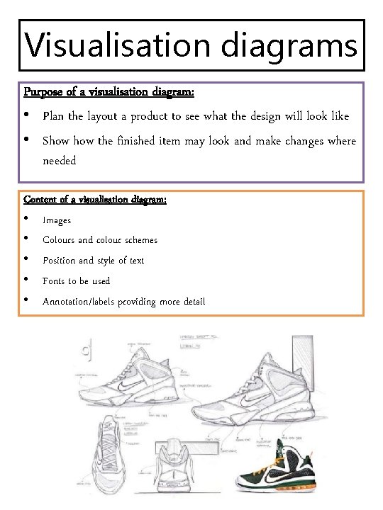 Visualisation diagrams Purpose of a visualisation diagram: • Plan the layout a product to