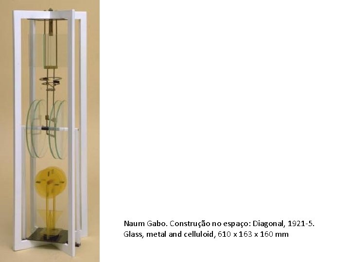 Naum Gabo. Construção no espaço: Diagonal, 1921 -5. Glass, metal and celluloid, 610 x