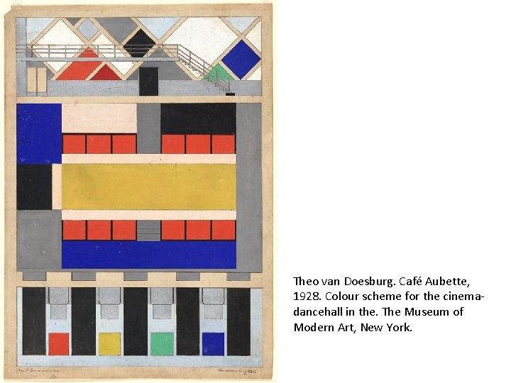 Theo van Doesburg. Café Aubette, 1928. Colour scheme for the cinemadancehall in the. The
