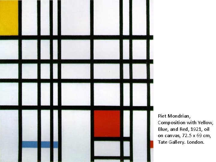 Piet Mondrian, Composition with Yellow, Blue, and Red, 1921, oil on canvas, 72. 5