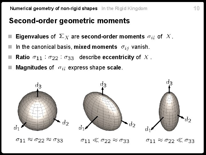 10 Numerical geometry of non-rigid shapes In the Rigid Kingdom Second-order geometric moments n 10 Numerical geometry of non-rigid shapes In the Rigid Kingdom Second-order geometric moments n