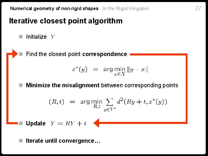 Numerical geometry of non-rigid shapes In the Rigid Kingdom Iterative closest point algorithm n Numerical geometry of non-rigid shapes In the Rigid Kingdom Iterative closest point algorithm n