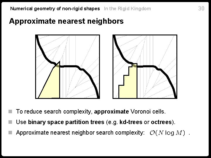 30 Numerical geometry of non-rigid shapes In the Rigid Kingdom Approximate nearest neighbors n 30 Numerical geometry of non-rigid shapes In the Rigid Kingdom Approximate nearest neighbors n