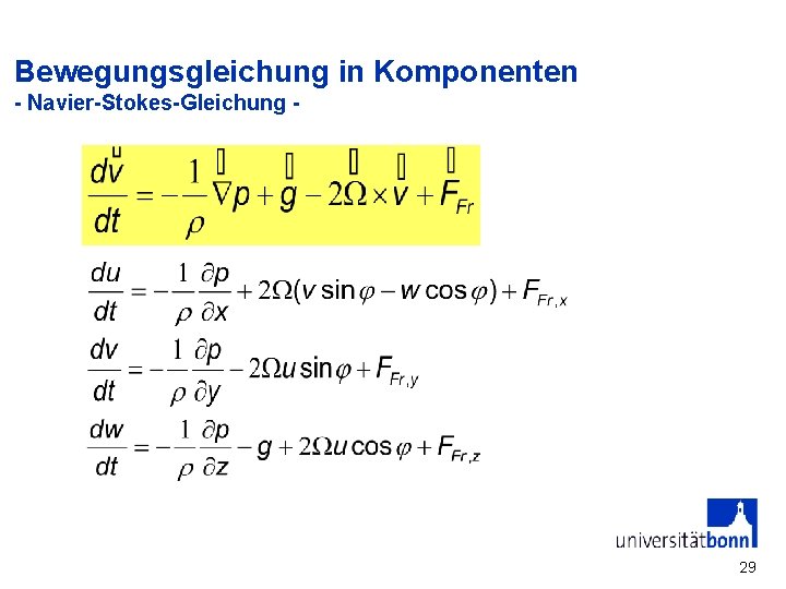 Bewegungsgleichung in Komponenten - Navier-Stokes-Gleichung - 29 