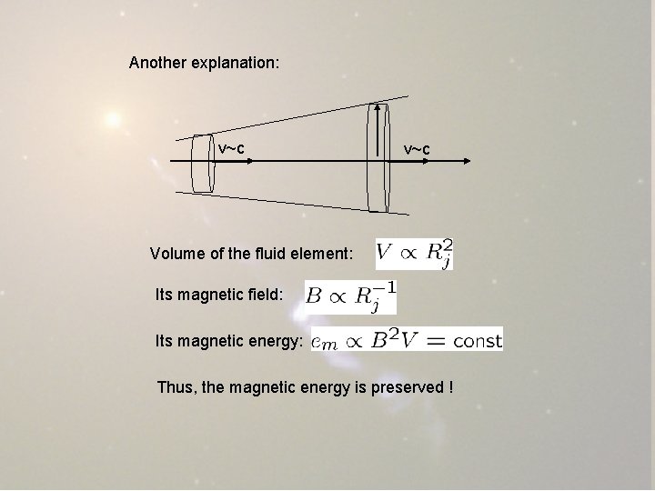 Another explanation: v~c Volume of the fluid element: Its magnetic field: Its magnetic energy: