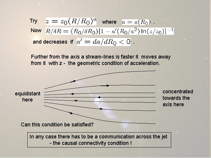 Try where . Now and decreases if . Further from the axis a stream-lines