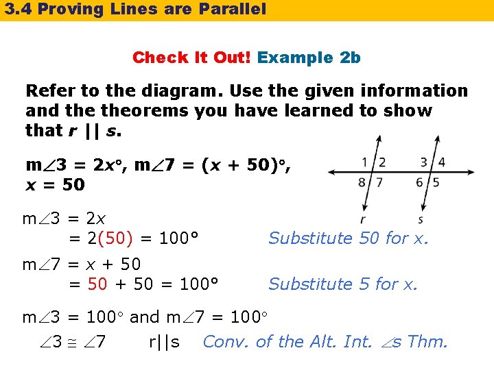 3. 4 Proving Lines are Parallel Check It Out! Example 2 b Refer to