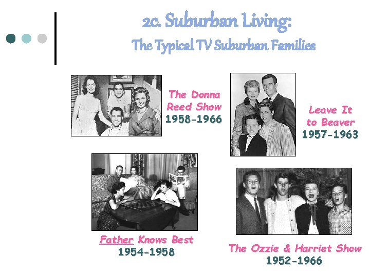 2 c. Suburban Living: The Typical TV Suburban Families The Donna Reed Show 1958