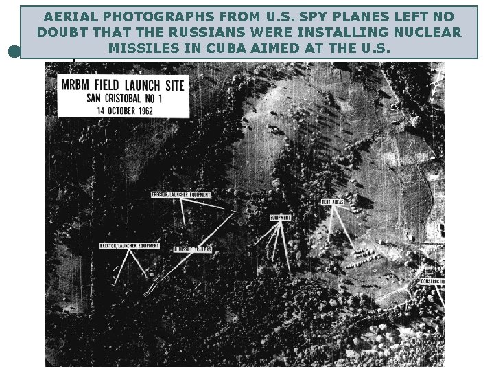 AERIAL PHOTOGRAPHS FROM U. S. SPY PLANES LEFT NO DOUBT THAT THE RUSSIANS WERE