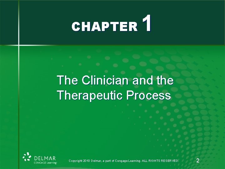 CHAPTER 1 The Clinician and the Therapeutic Process Copyright 2010 Delmar, a part of