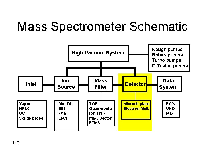 Mass Spectrometer Schematic Rough pumps Rotary pumps Turbo pumps Diffusion pumps High Vacuum System