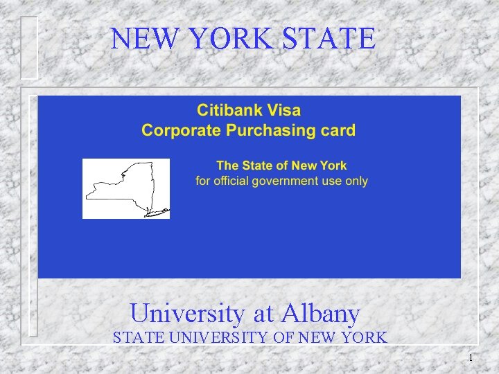 NEW YORK STATE University at Albany STATE UNIVERSITY OF NEW YORK 1 