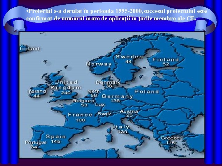  • Proiectul s-a derulat în perioada 1995 -2000, succesul proiectului este confirmat de