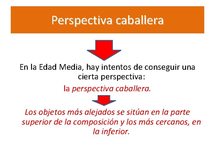 Perspectiva caballera En la Edad Media, hay intentos de conseguir una cierta perspectiva: la