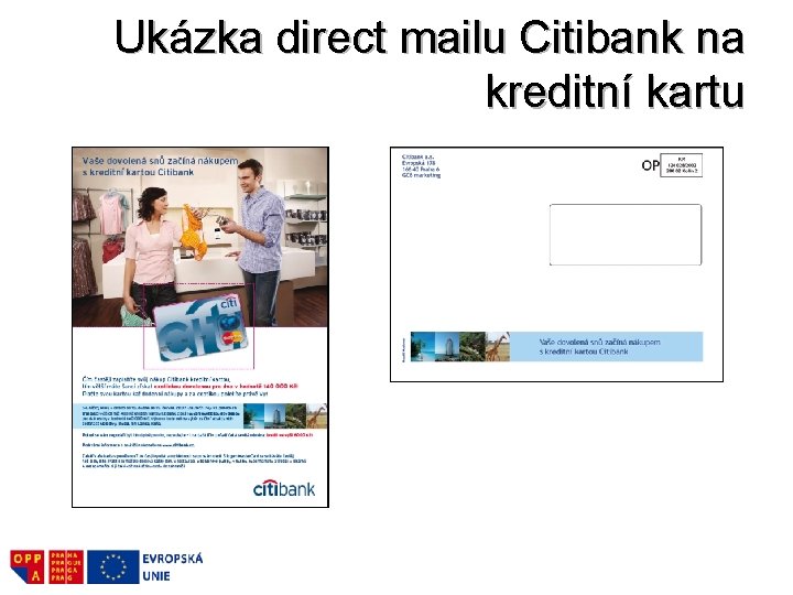 Ukázka direct mailu Citibank na kreditní kartu 