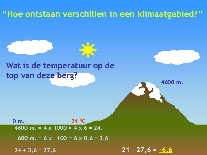 “Hoe ontstaan verschillen in een klimaatgebied? ” Wat is de temperatuur op de top