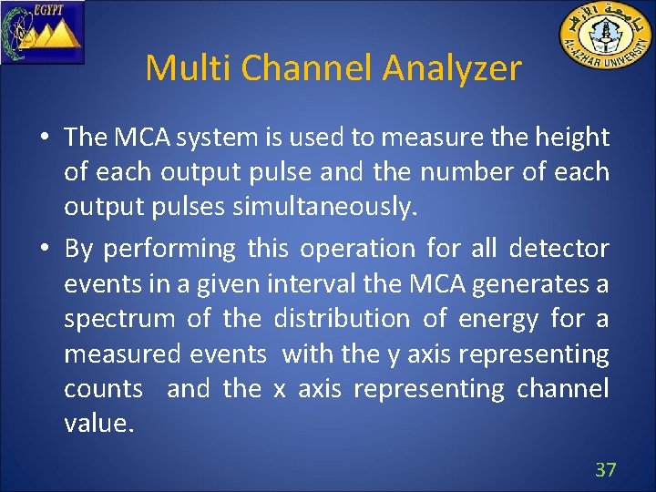 Multi Channel Analyzer • The MCA system is used to measure the height of
