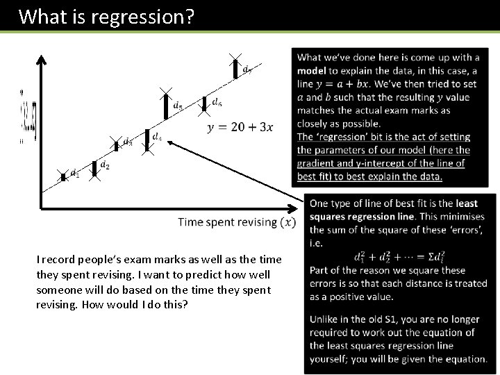 What is regression? I record people’s exam marks as well as the time they