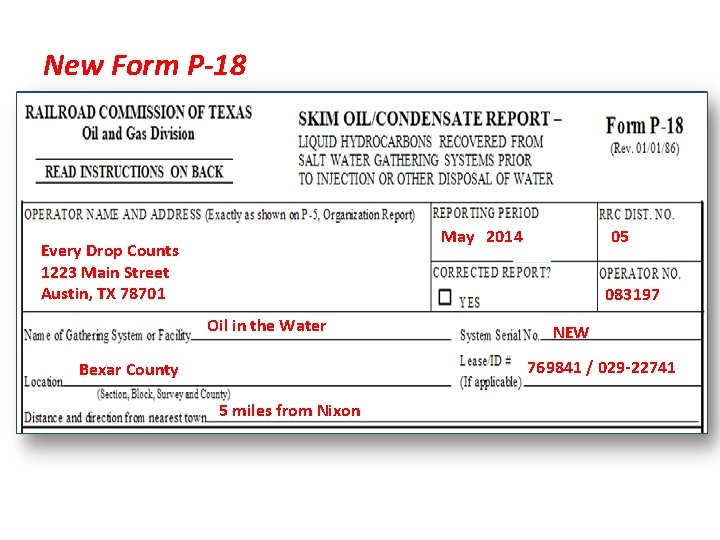 New Form P-18 May 2014 Every Drop Counts 1223 Main Street Austin, TX 78701