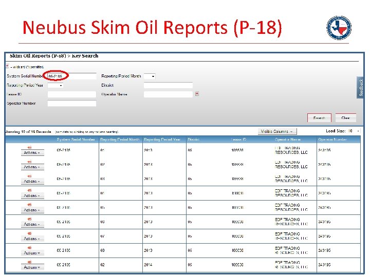 Neubus Skim Oil Reports (P-18) 