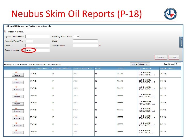 Neubus Skim Oil Reports (P-18) 