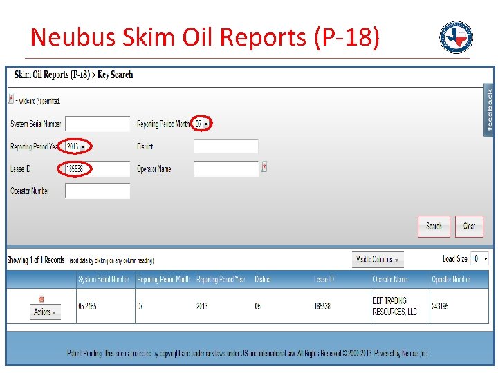 Neubus Skim Oil Reports (P-18) 