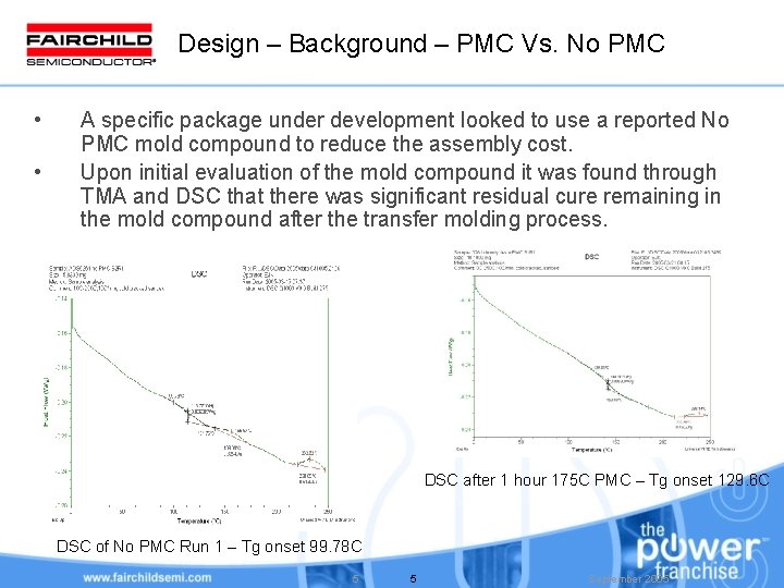 Design – Background – PMC Vs. No PMC • • A specific package under