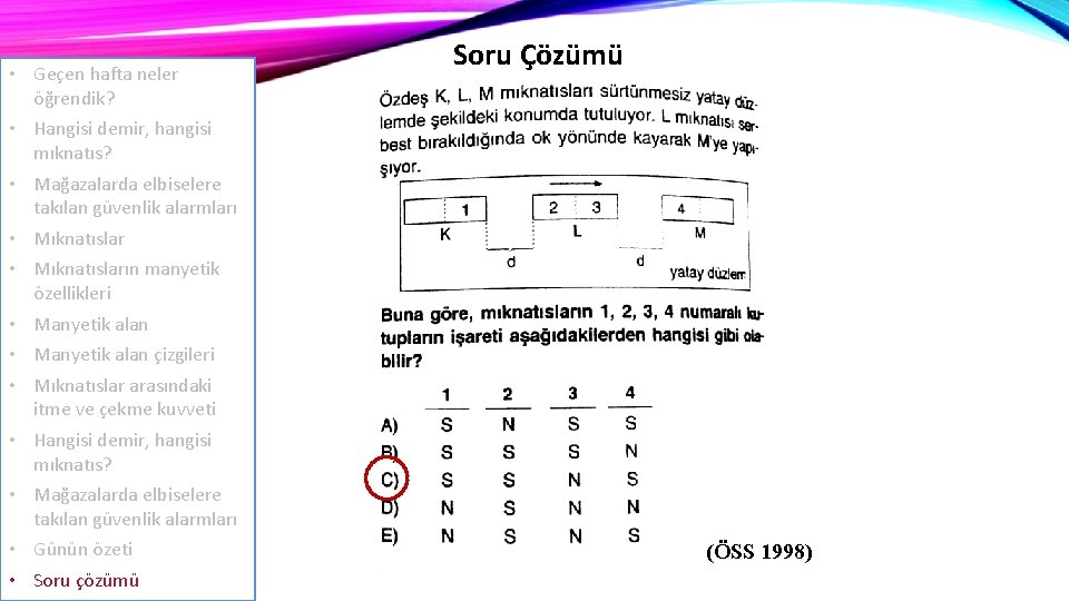  • Geçen hafta neler öğrendik? • Hangisi demir, hangisi mıknatıs? • Mağazalarda elbiselere