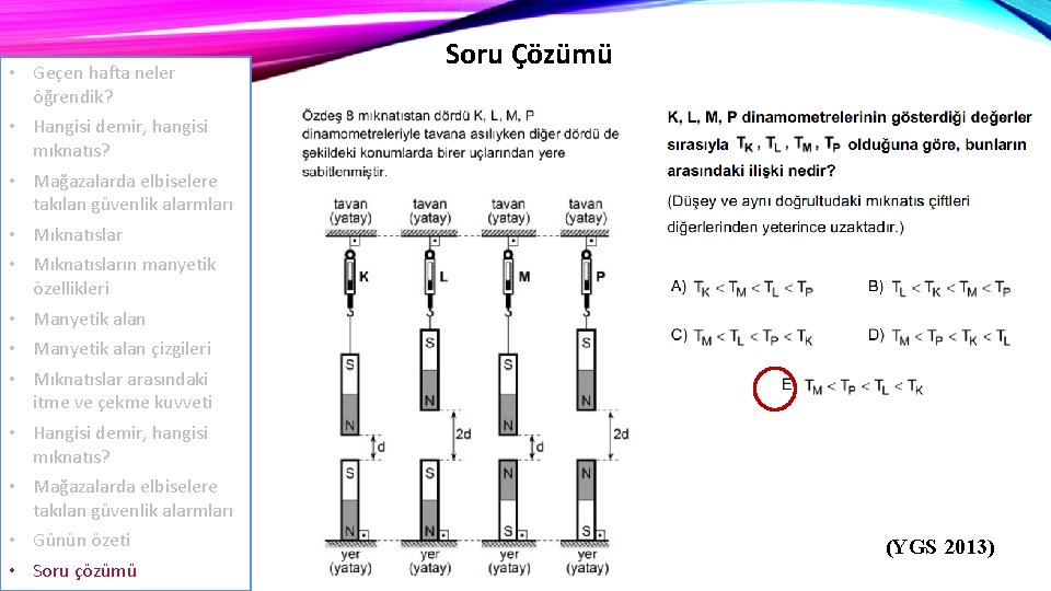  • Geçen hafta neler öğrendik? • Hangisi demir, hangisi mıknatıs? • Mağazalarda elbiselere