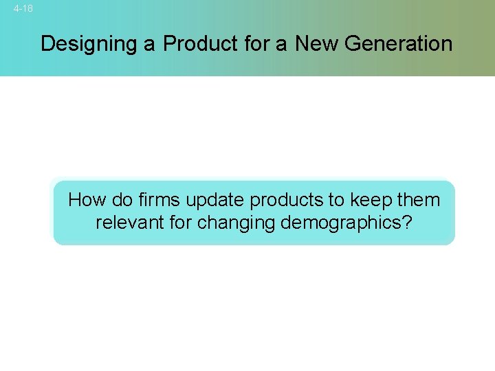 4 -18 Designing a Product for a New Generation How do firms update products