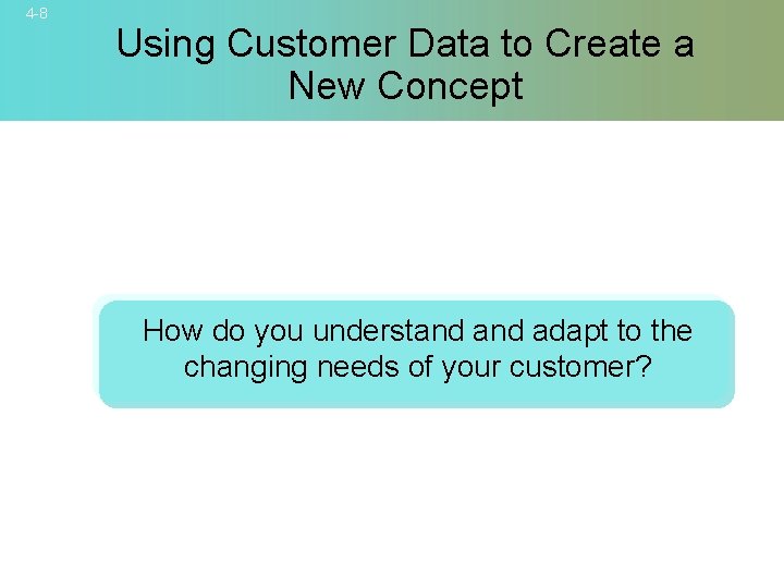 4 -8 Using Customer Data to Create a New Concept How do you understand