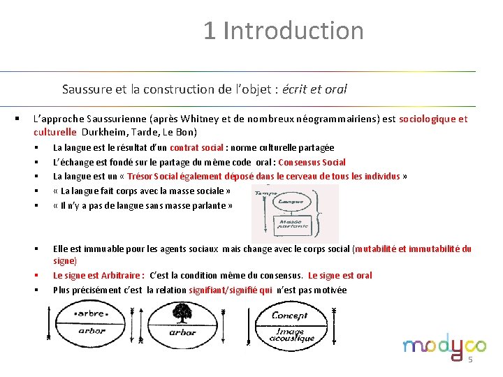 1. 1 Introduction Saussure et la construction de l’objet : écrit et oral §