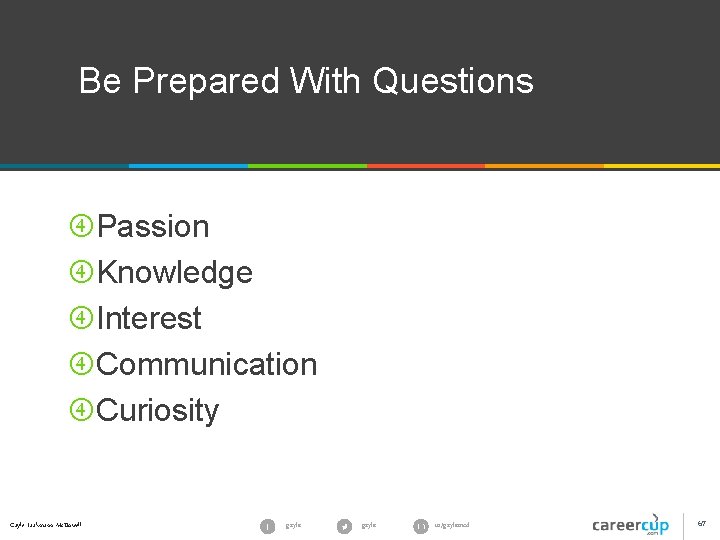 Be Prepared With Questions Passion Knowledge Interest Communication Curiosity Gayle Laakmann Mc. Dowell gayle