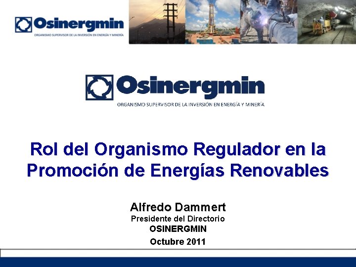 Rol del Organismo Regulador en la Promoción de Energías Renovables Alfredo Dammert Presidente del