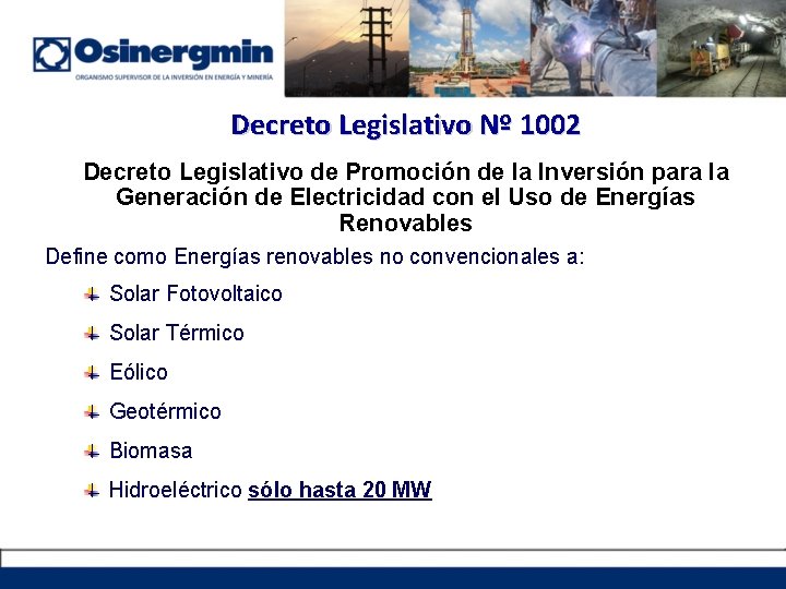 Decreto Legislativo Nº 1002 Decreto Legislativo de Promoción de la Inversión para la Generación