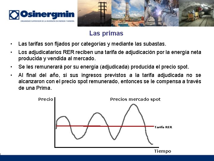 Las primas • • Las tarifas son fijados por categorías y mediante las subastas.