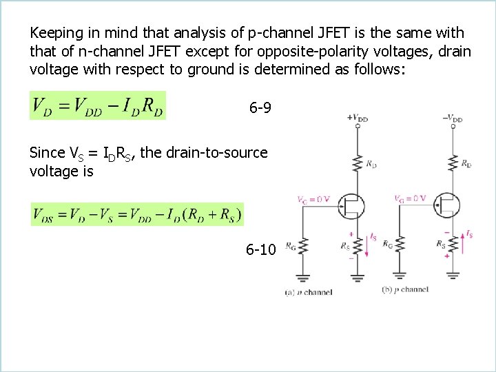 Keeping in mind that analysis of p-channel JFET is the same with that of