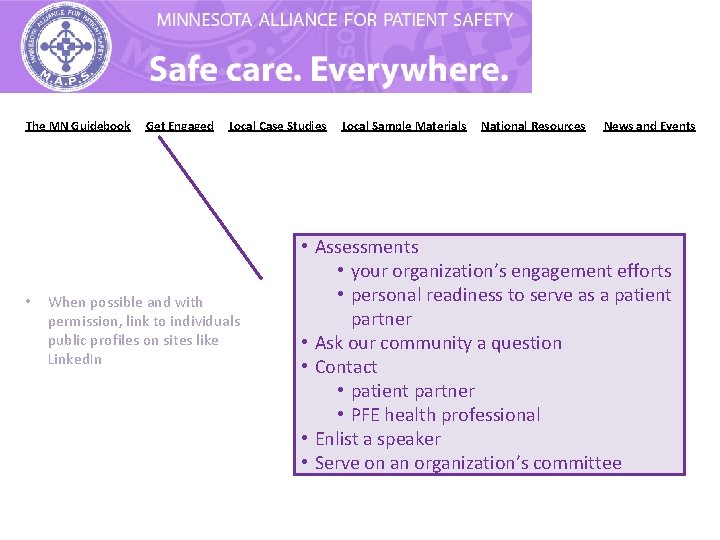 The MN Guidebook • Get Engaged Local Case Studies When possible and with permission,